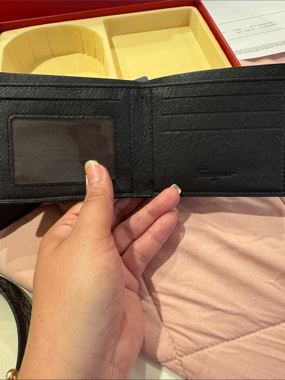 Salvatore Ferragamo Black Leather Belt and Black Textured Wallet Set - Picture 7 of 9